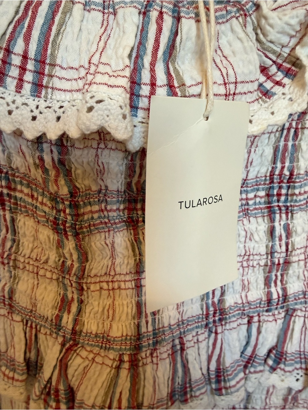 Tularosa Cream Plaid Dress with Navy & Red Trim - Picture 3 of 3